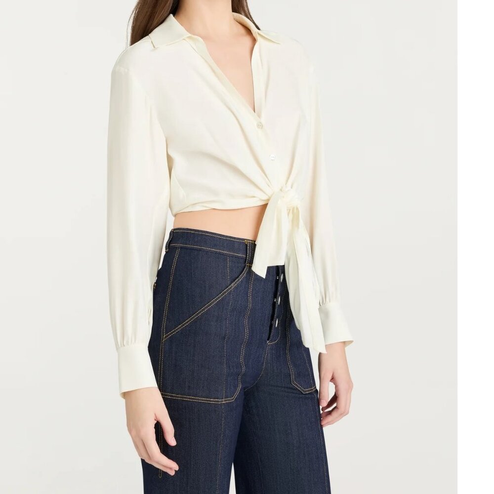 ZARA SATIN IVORY BLOUSE